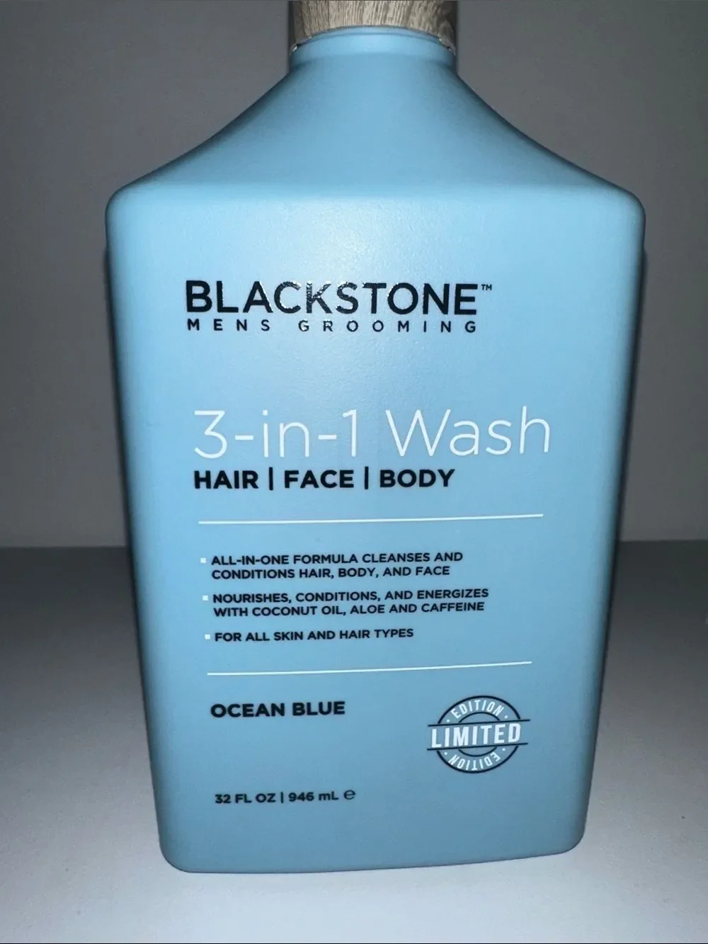 Blackstone Men’s Grooming Ocean Blue 3-in-1 Hair Face Body Wash 32 oz